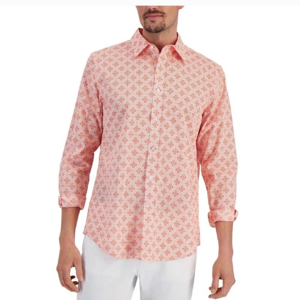 Club Room Coral and White Patterned Shirt